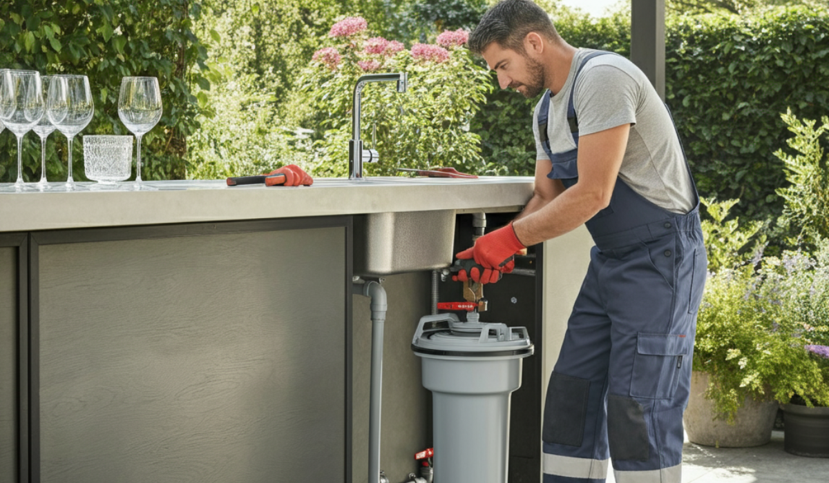 using a grease trap to discharge outdoor bar sink